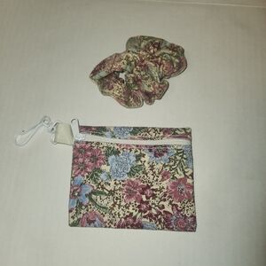 Vintage VTG 1990s 90s Girl Scouts Floral Zipper Pouch Coinpurse and Scrunchie